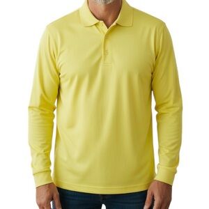Byron Nelson Eleven Straight Men's Yellow Golf Polo Long Sleeve Shirt Sz M NEW